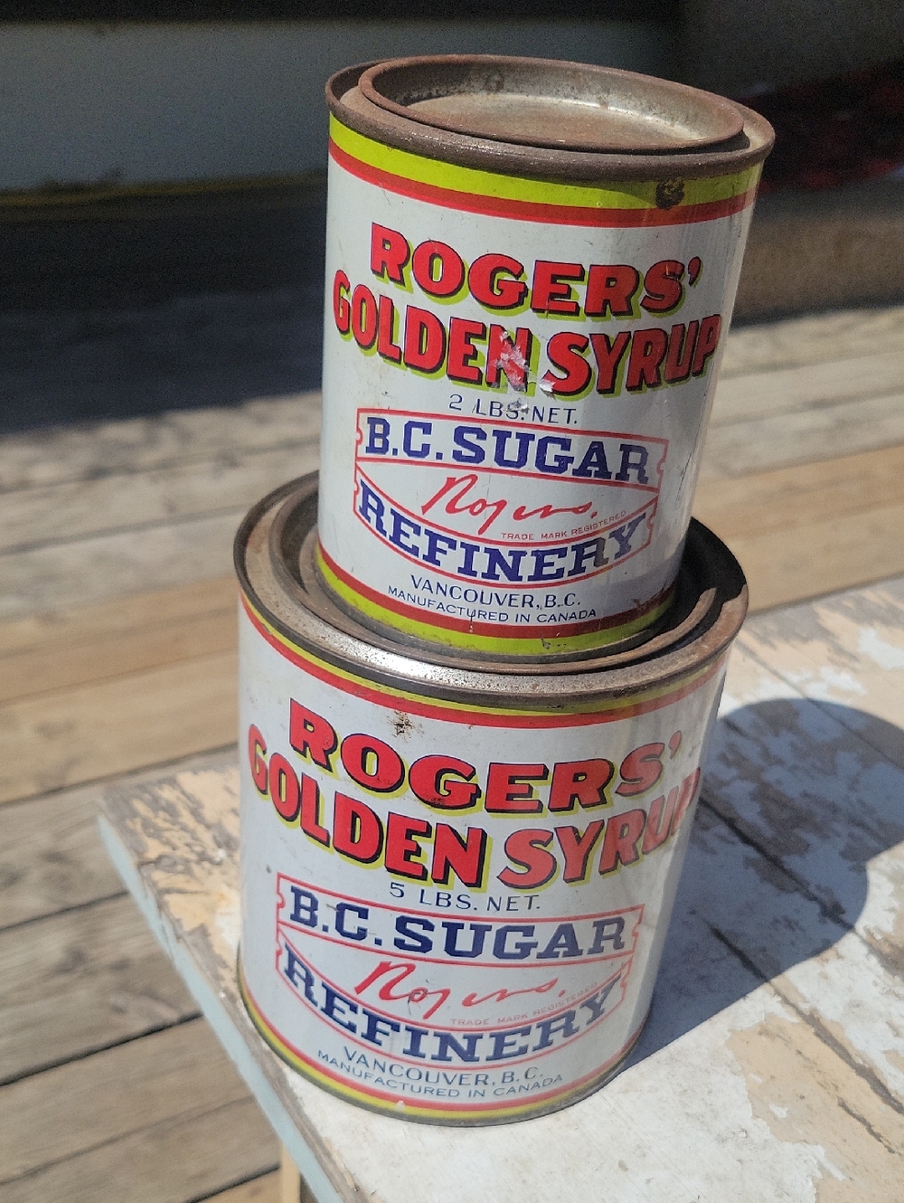 Rogers' Golden Syrup Vintage Metal Tins - White, Red, Yellow